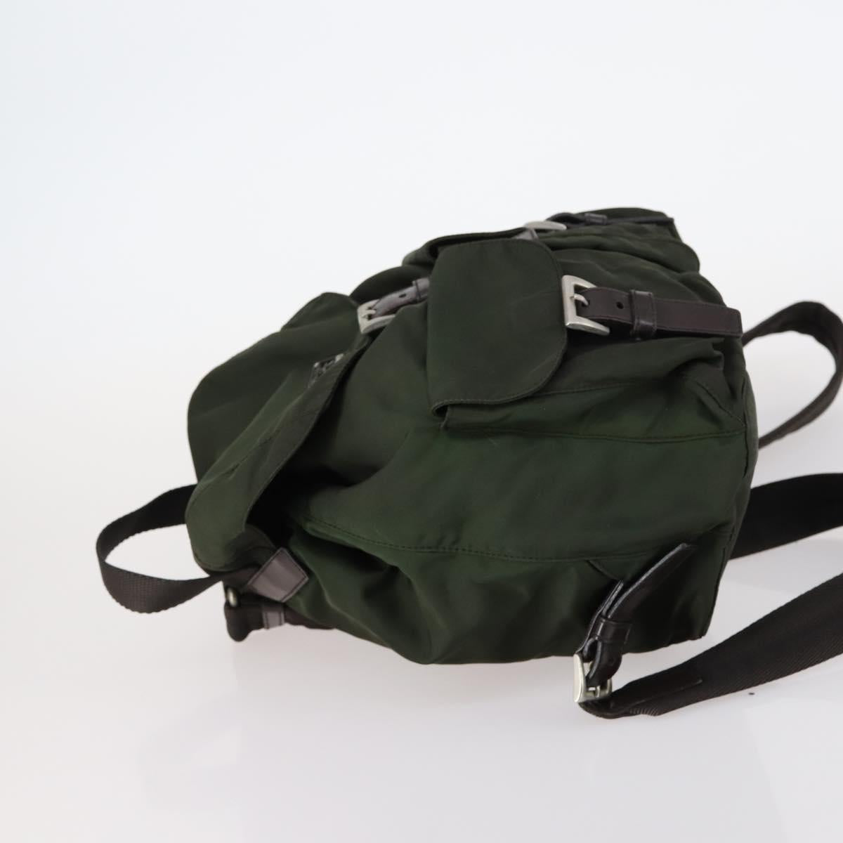 PRADA Backpack Nylon Khaki Silver Auth 147399