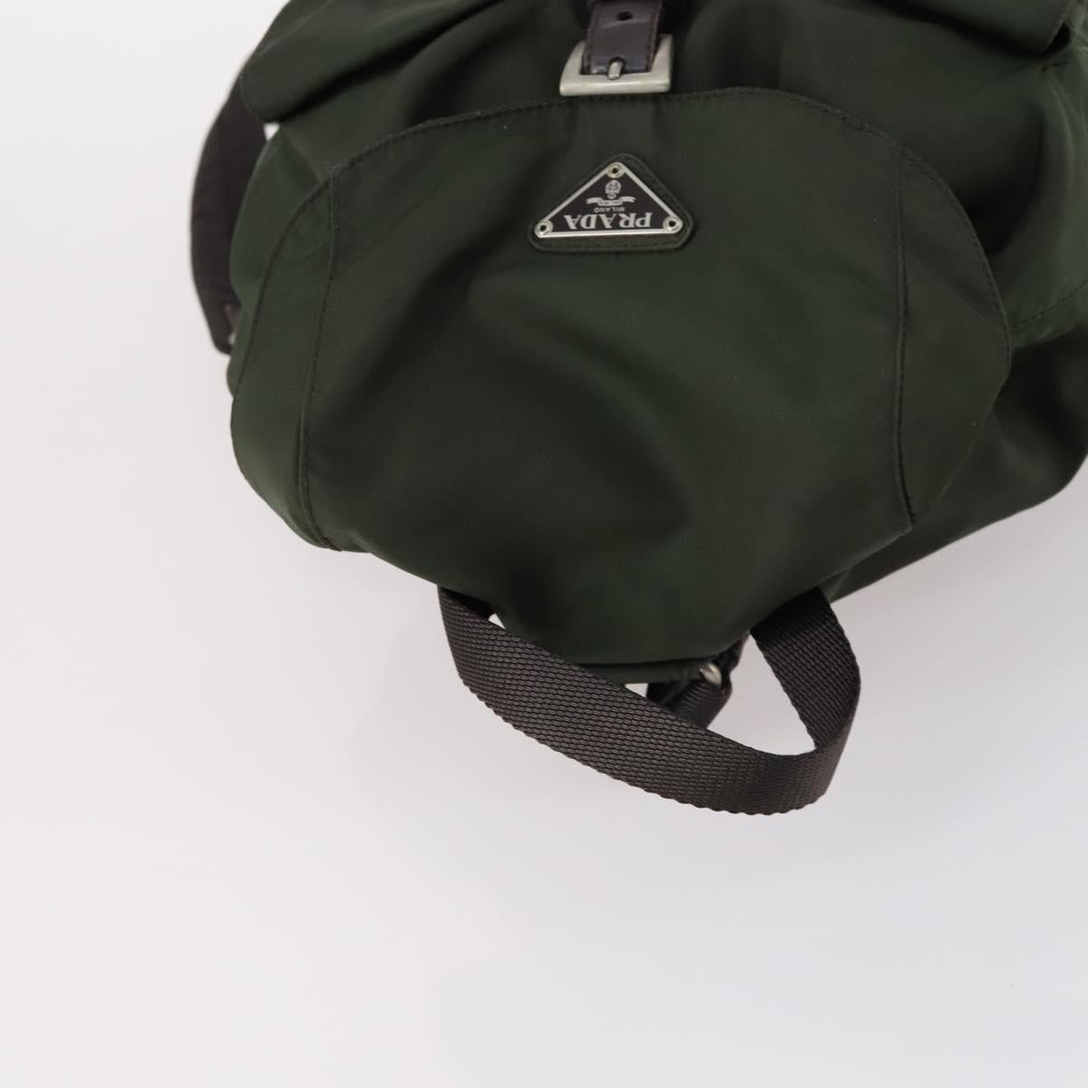 PRADA Backpack Nylon Khaki Silver Auth 147399