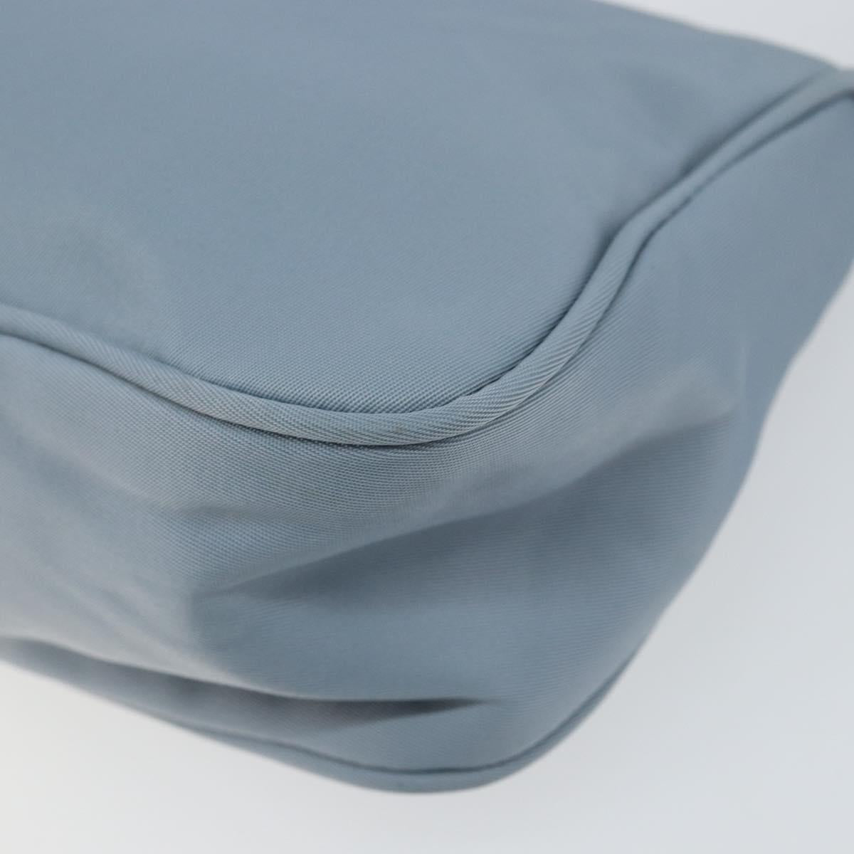 PRADA Accessory Pouch Nylon Light Blue Silver Auth 147400
