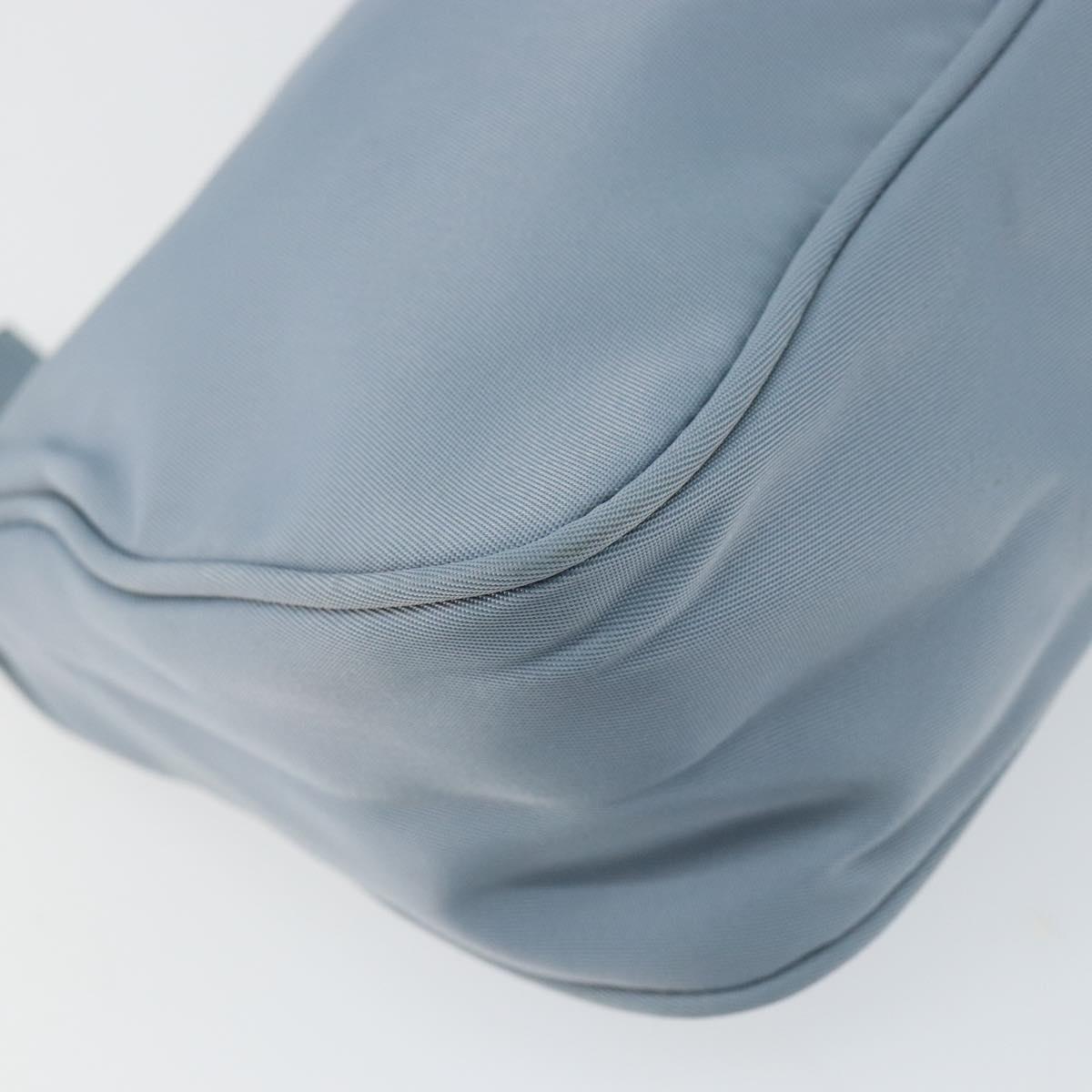 PRADA Accessory Pouch Nylon Light Blue Silver Auth 147400