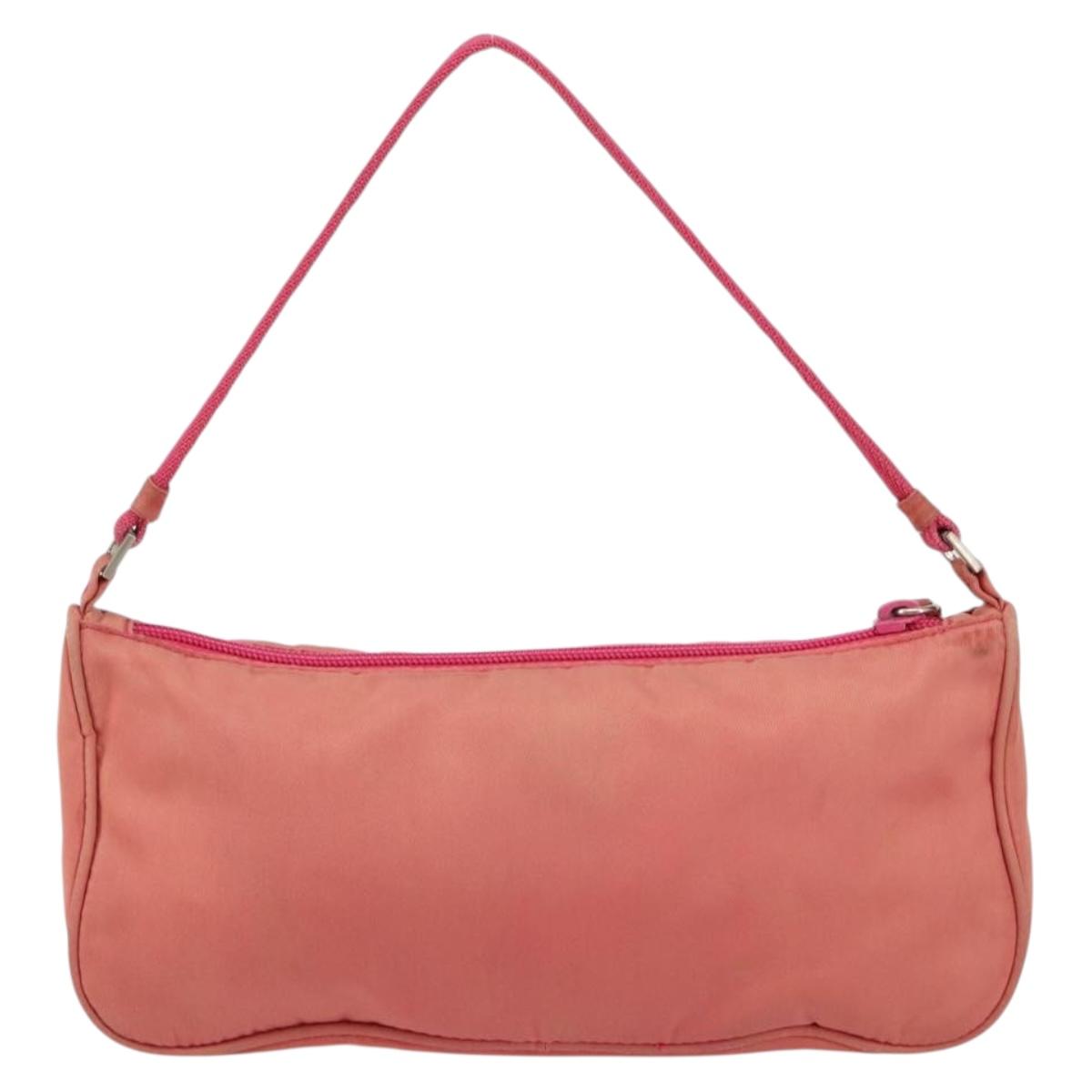 PRADA Accessory Pouch Nylon Pink Silver Auth 147401