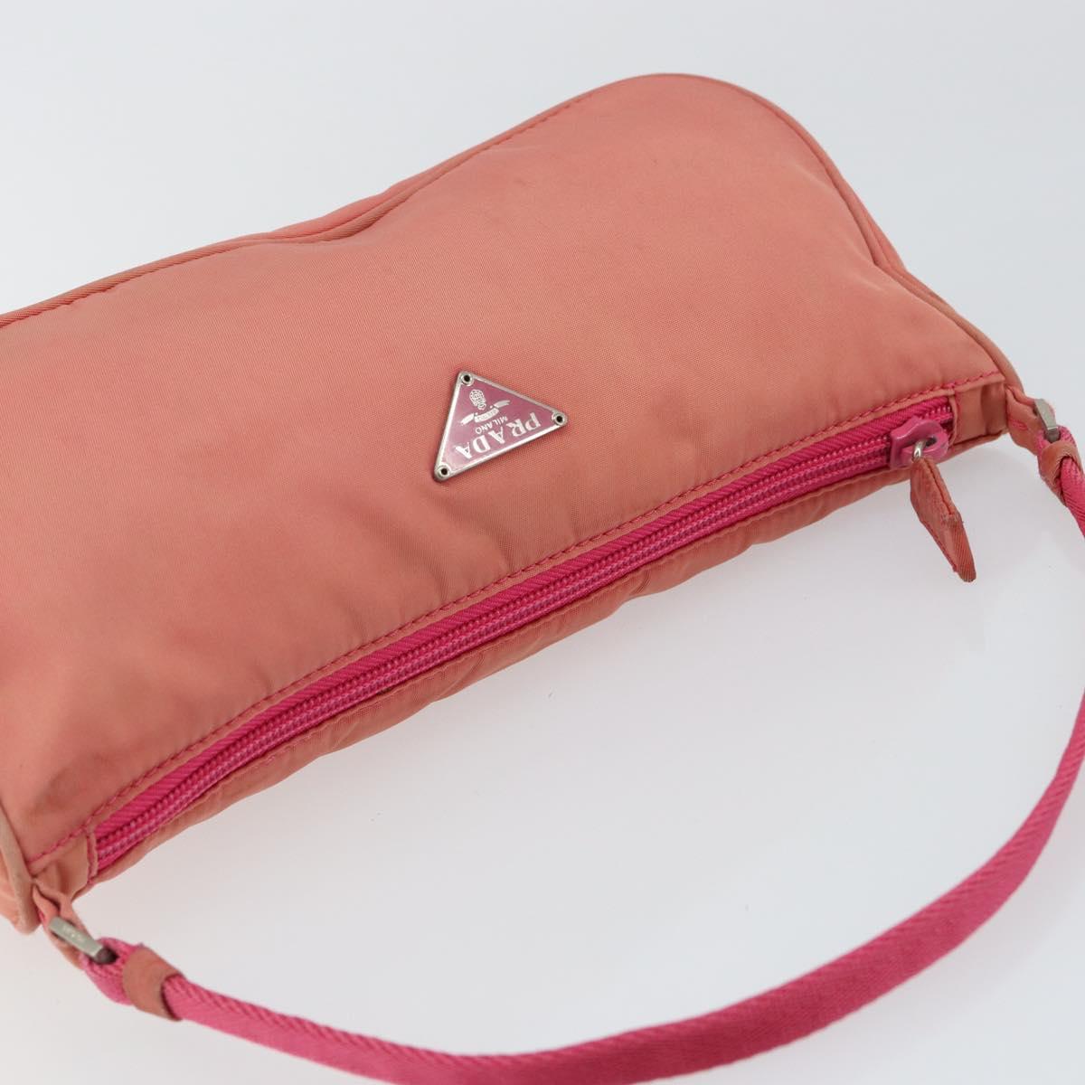 PRADA Accessory Pouch Nylon Pink Silver Auth 147401