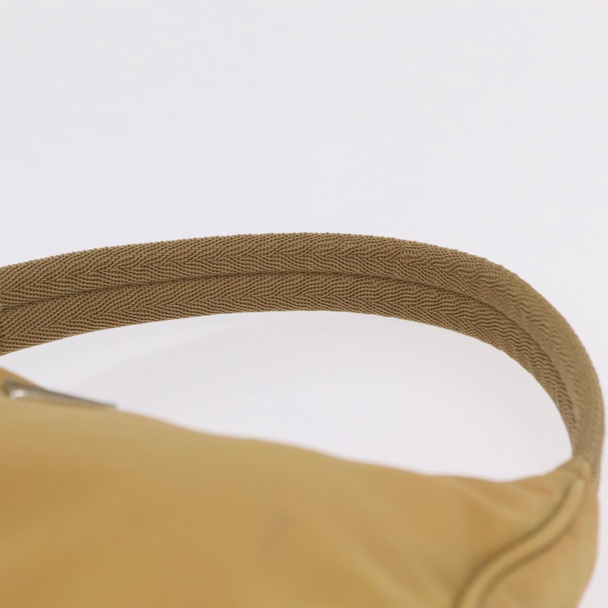 PRADA Accessory Pouch Nylon Beige Silver Auth 147402