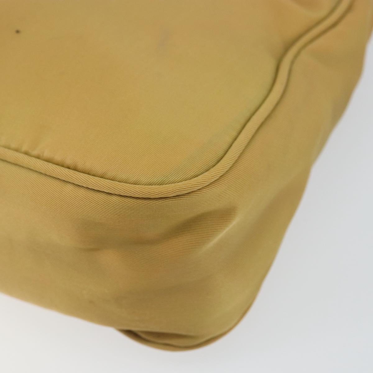 PRADA Accessory Pouch Nylon Beige Silver Auth 147402