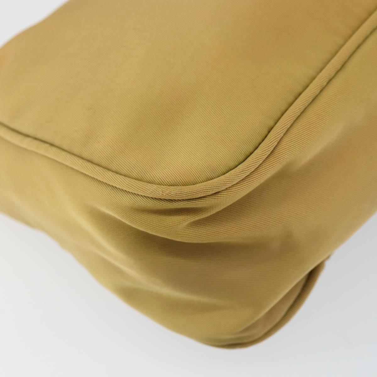 PRADA Accessory Pouch Nylon Beige Silver Auth 147402