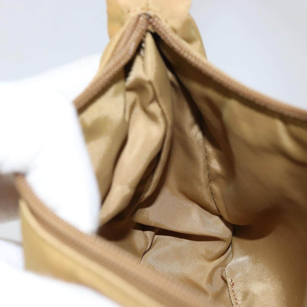 PRADA Accessory Pouch Nylon Beige Silver Auth 147402