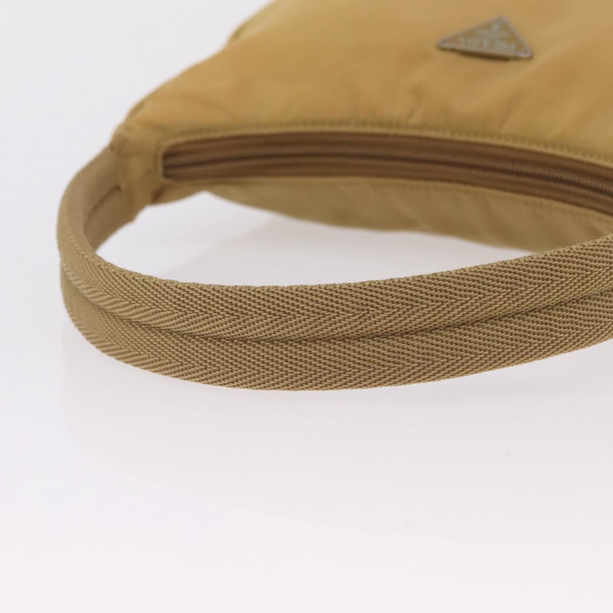 PRADA Accessory Pouch Nylon Beige Silver Auth 147402