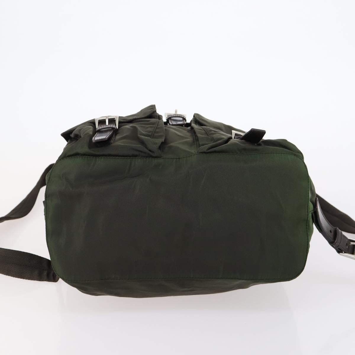 PRADA Backpack Nylon Khaki Silver Auth 147403