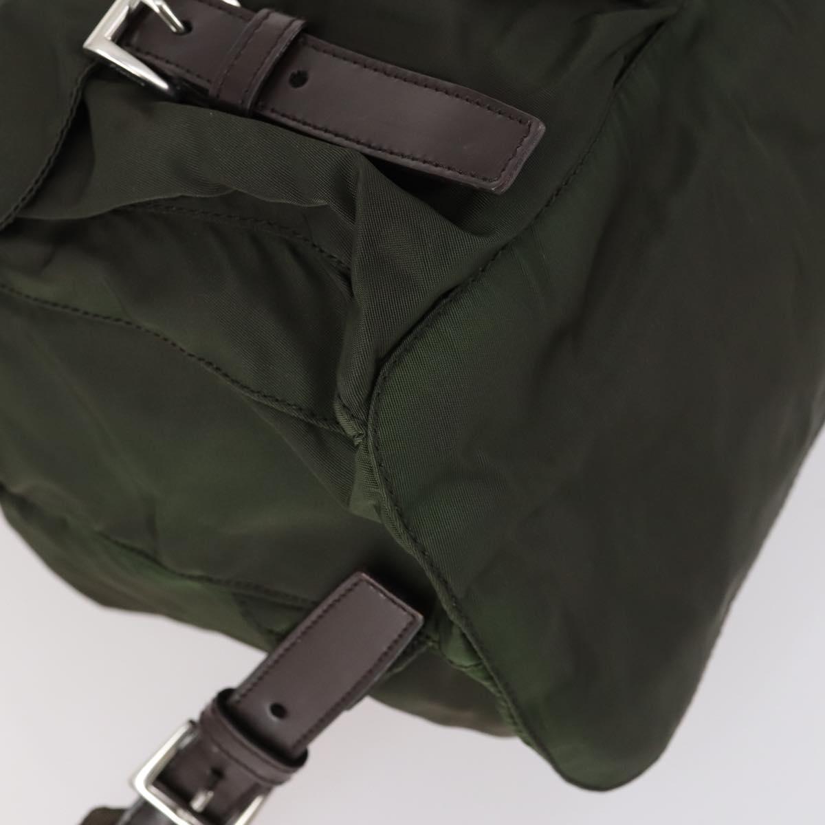PRADA Backpack Nylon Khaki Silver Auth 147403