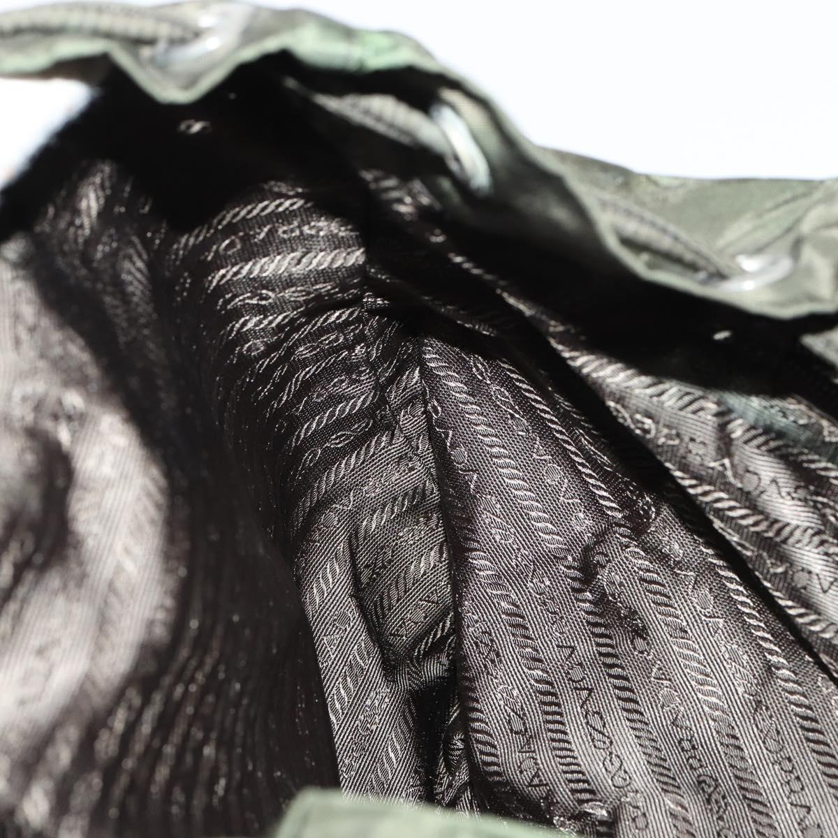 PRADA Backpack Nylon Khaki Silver Auth 147403