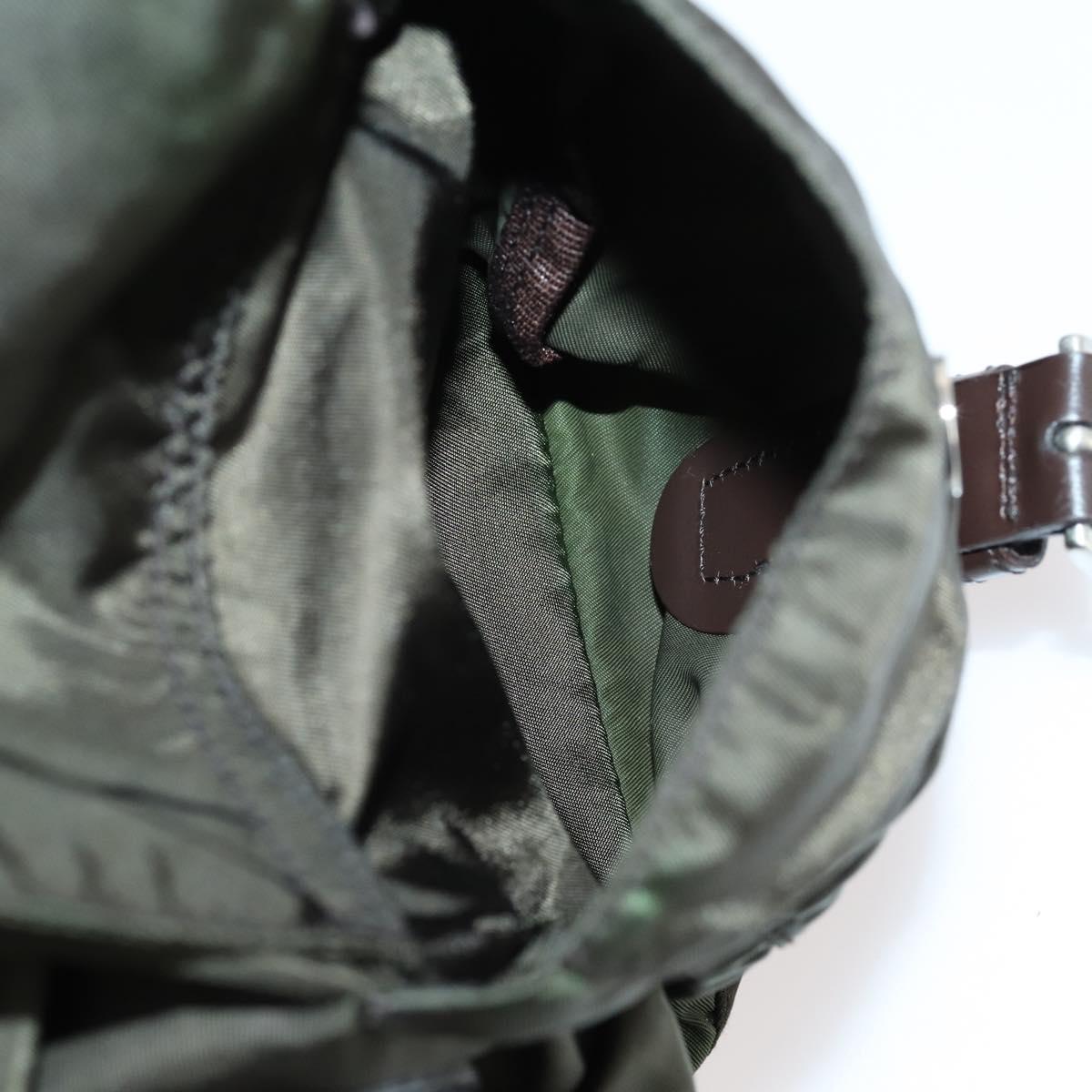 PRADA Backpack Nylon Khaki Silver Auth 147403