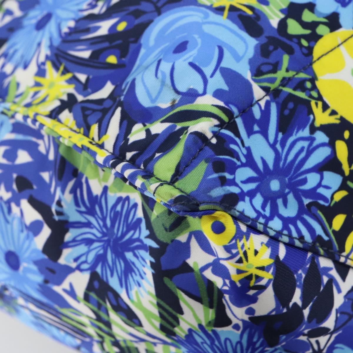 PRADA Tote Bag Nylon Leather Blue Silver Auth 147405