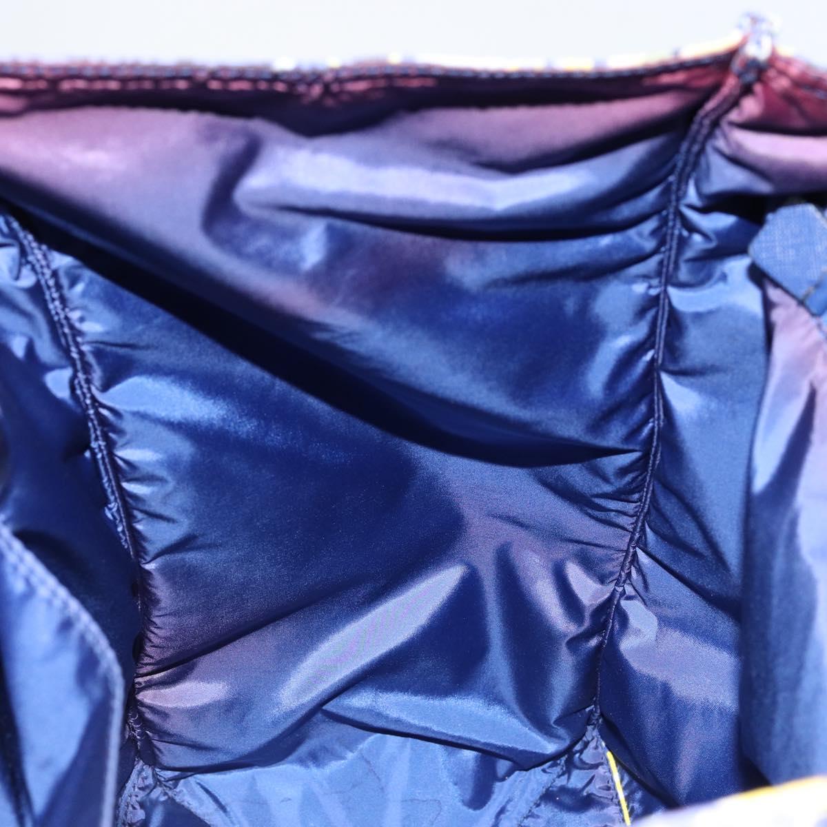 PRADA Tote Bag Nylon Leather Blue Silver Auth 147405