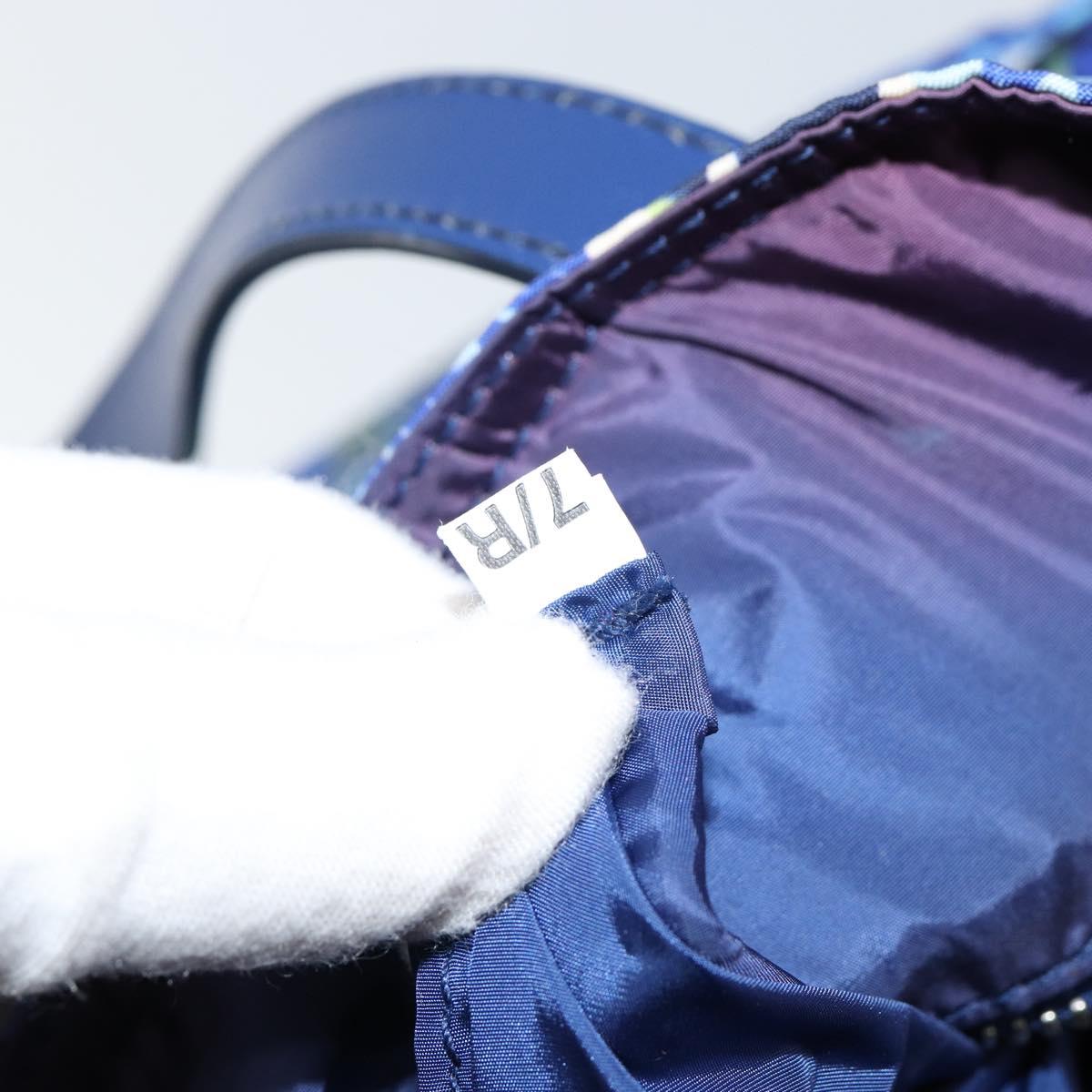 PRADA Tote Bag Nylon Leather Blue Silver Auth 147405