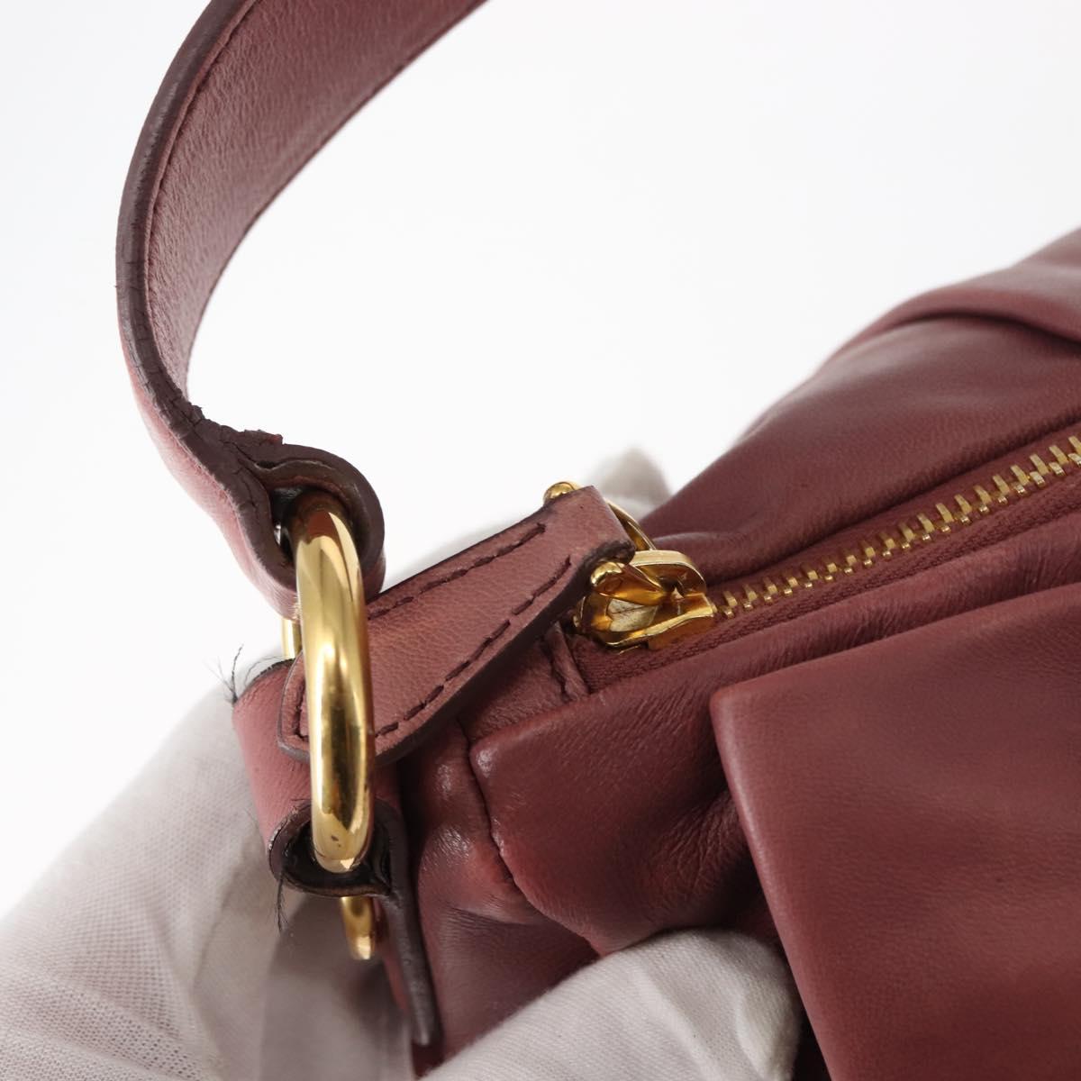 PRADA Shoulder Bag Leather Pink Gold Auth 147407