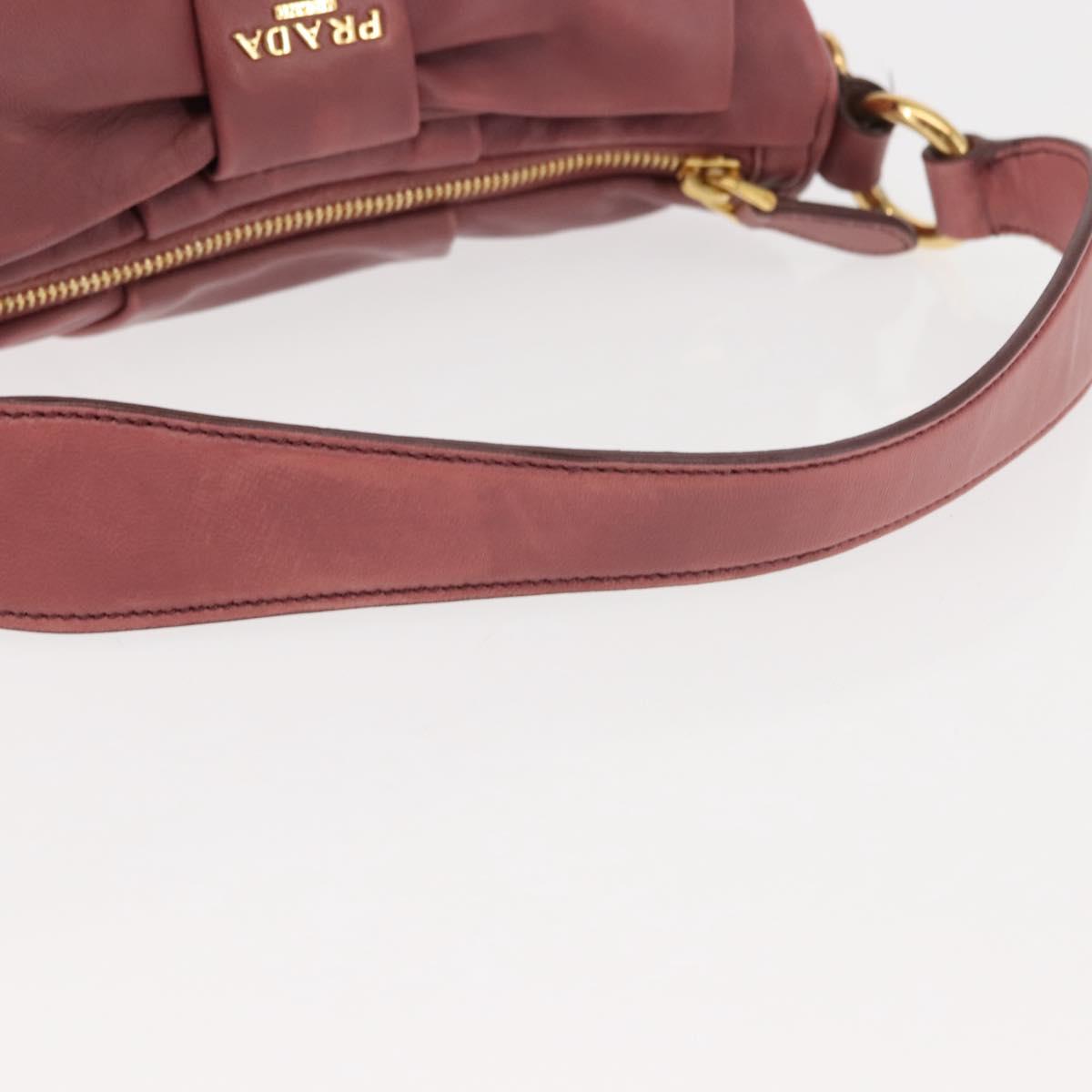 PRADA Shoulder Bag Leather Pink Gold Auth 147407