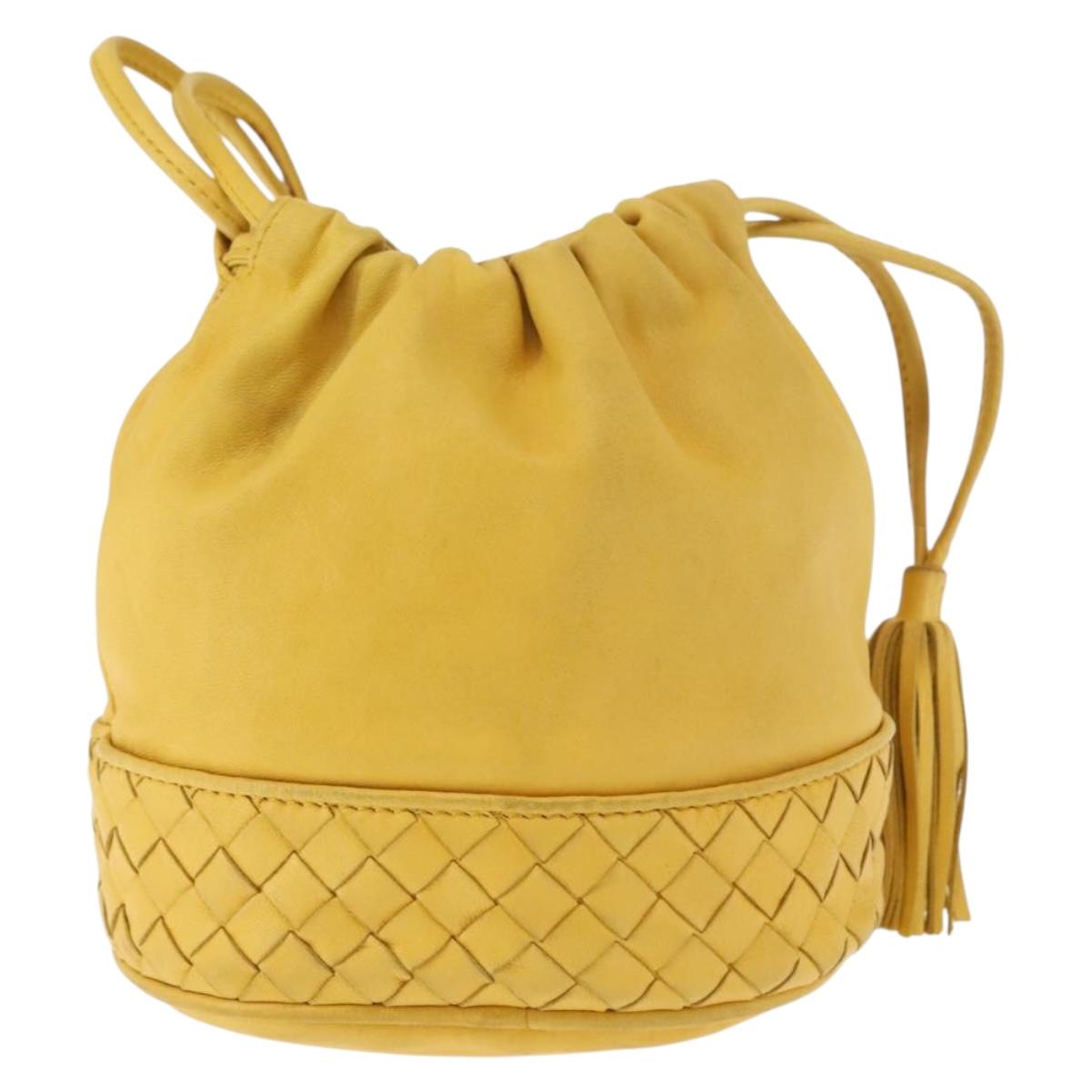 BOTTEGA VENETA INTRECCIATO Shoulder Bag Leather Yellow Auth 147408