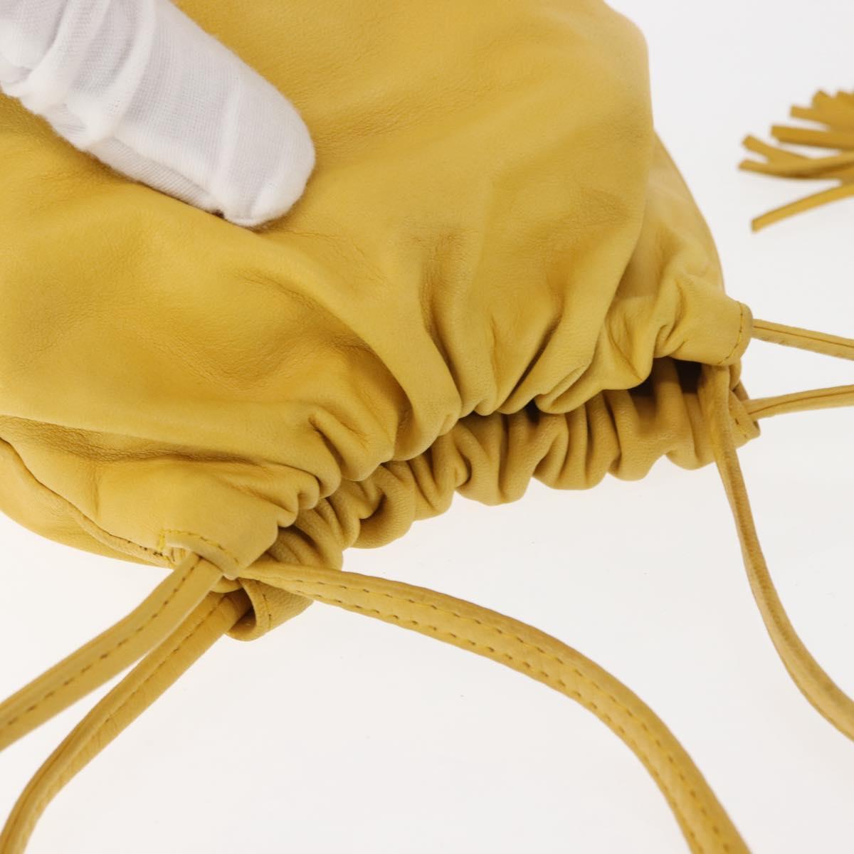 BOTTEGA VENETA INTRECCIATO Shoulder Bag Leather Yellow Auth 147408