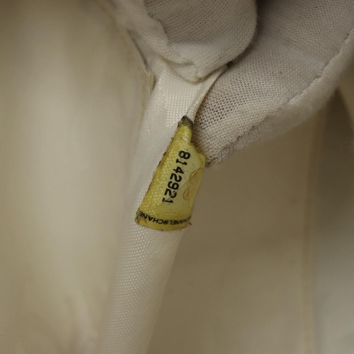 CHANEL Wild Stitch Hand Bag Leather White Gold CC Auth 147410