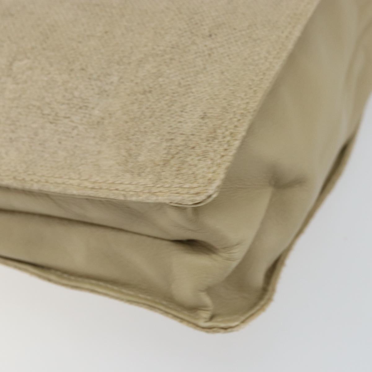 CHANEL Hand Bag Coated Canvas Beige Gold CC Auth 147411