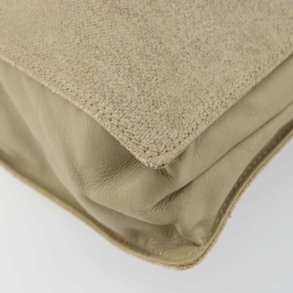 CHANEL Hand Bag Coated Canvas Beige Gold CC Auth 147411