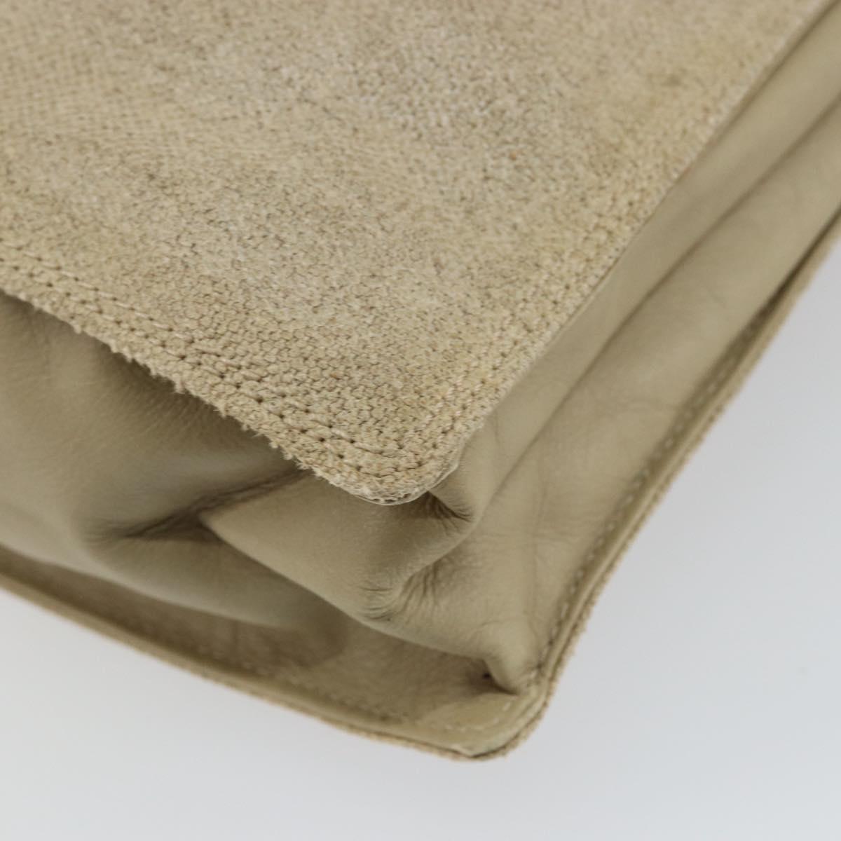 CHANEL Hand Bag Coated Canvas Beige Gold CC Auth 147411