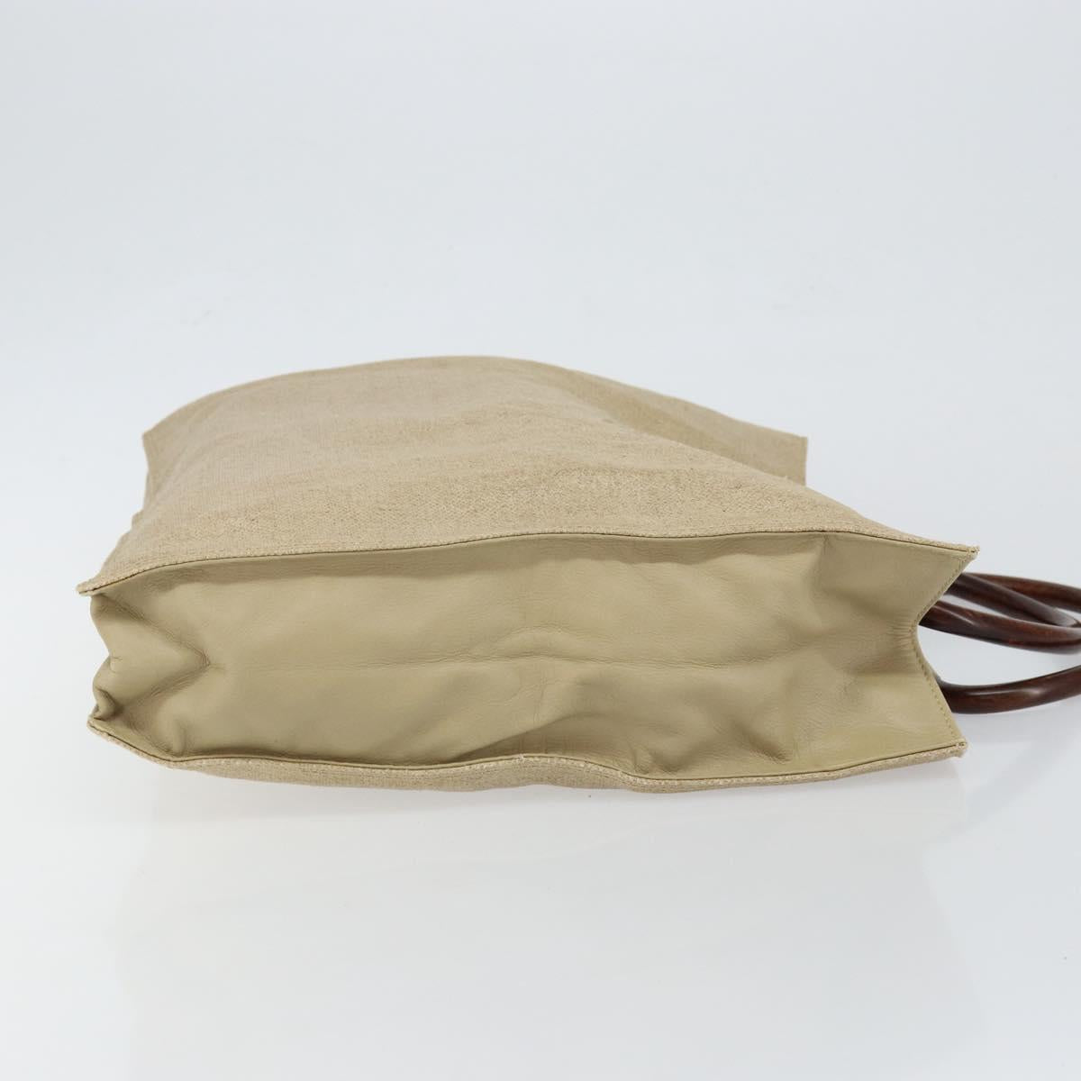 CHANEL Hand Bag Coated Canvas Beige Gold CC Auth 147411