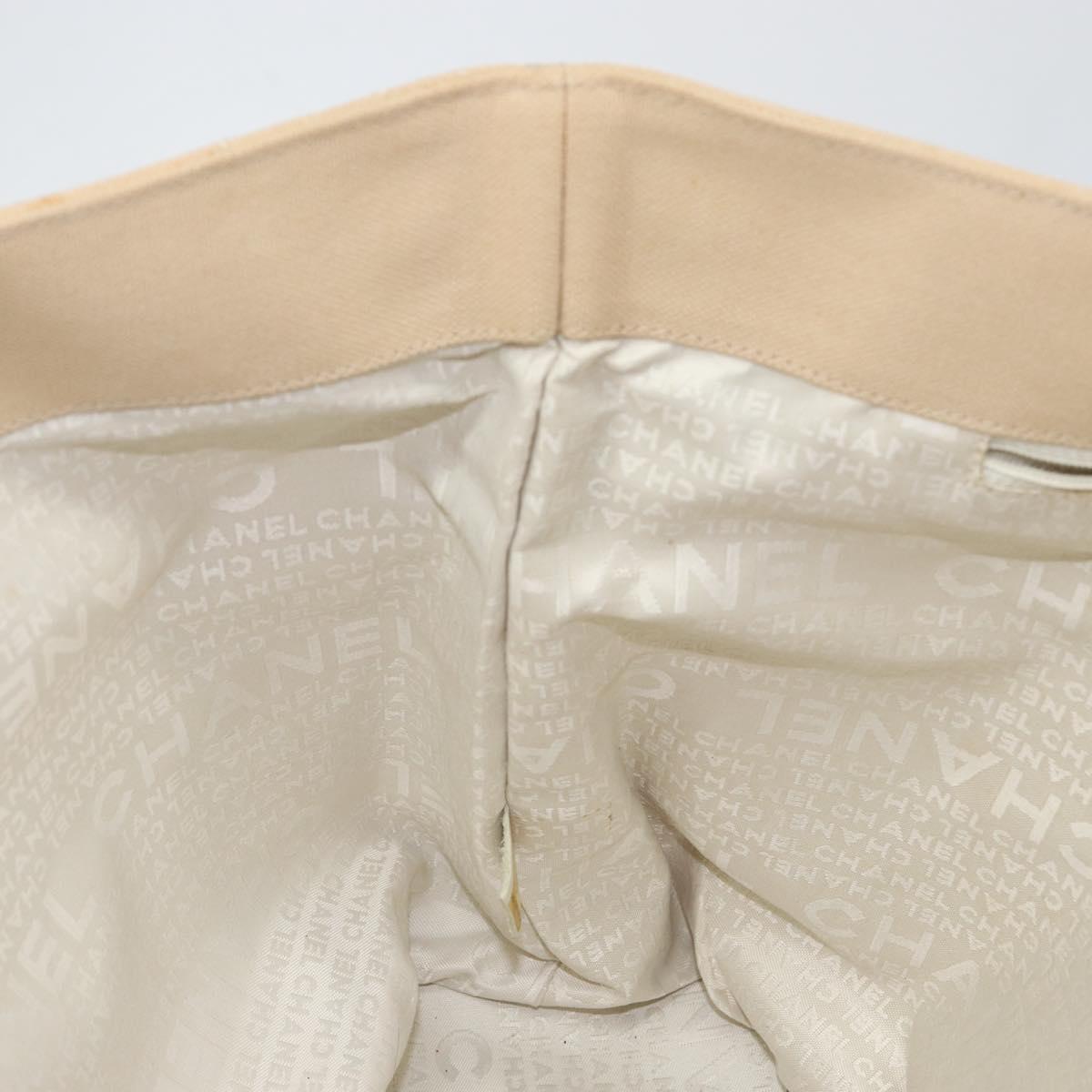 CHANEL Hand Bag Canvas Beige Silver CC Auth 147412