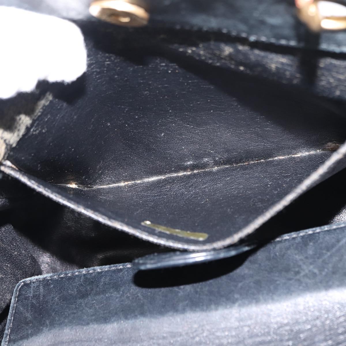 CHANEL Chain Choco Bar Line Hand Bag Canvas Black Gold CC Auth 147415