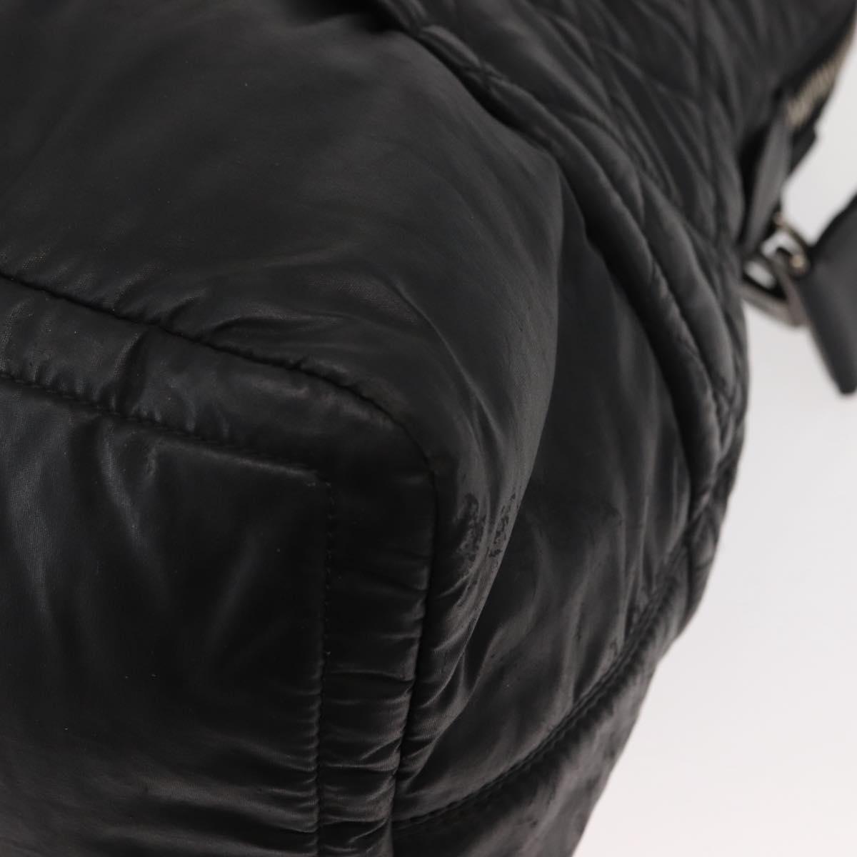 CHANEL Matelasse Hand Bag Nylon 2way Black Silver CC Auth 147417