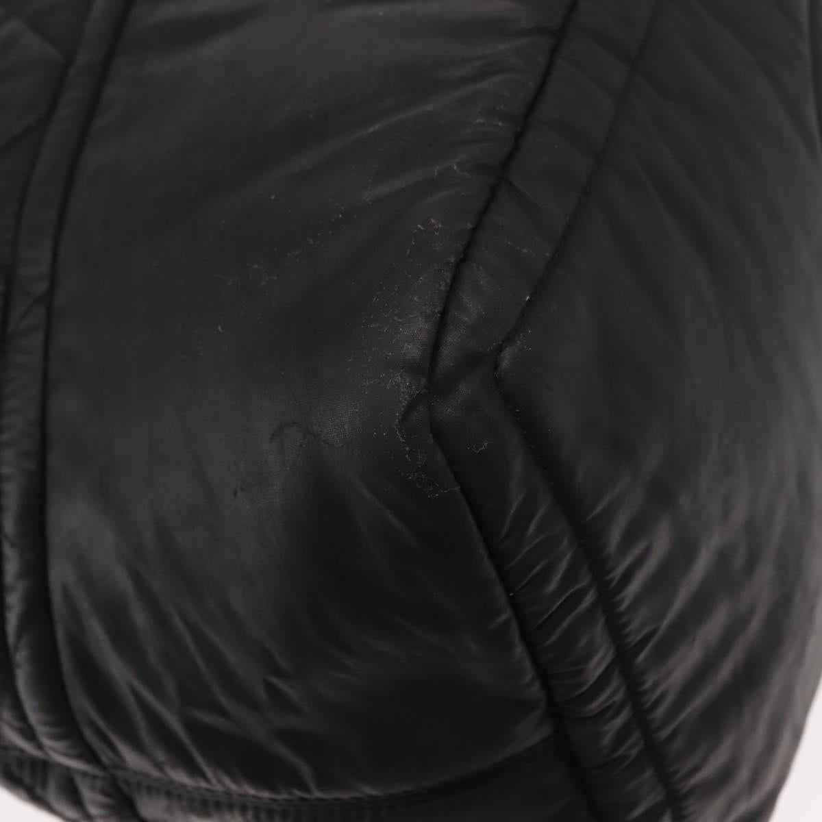 CHANEL Matelasse Hand Bag Nylon 2way Black Silver CC Auth 147417