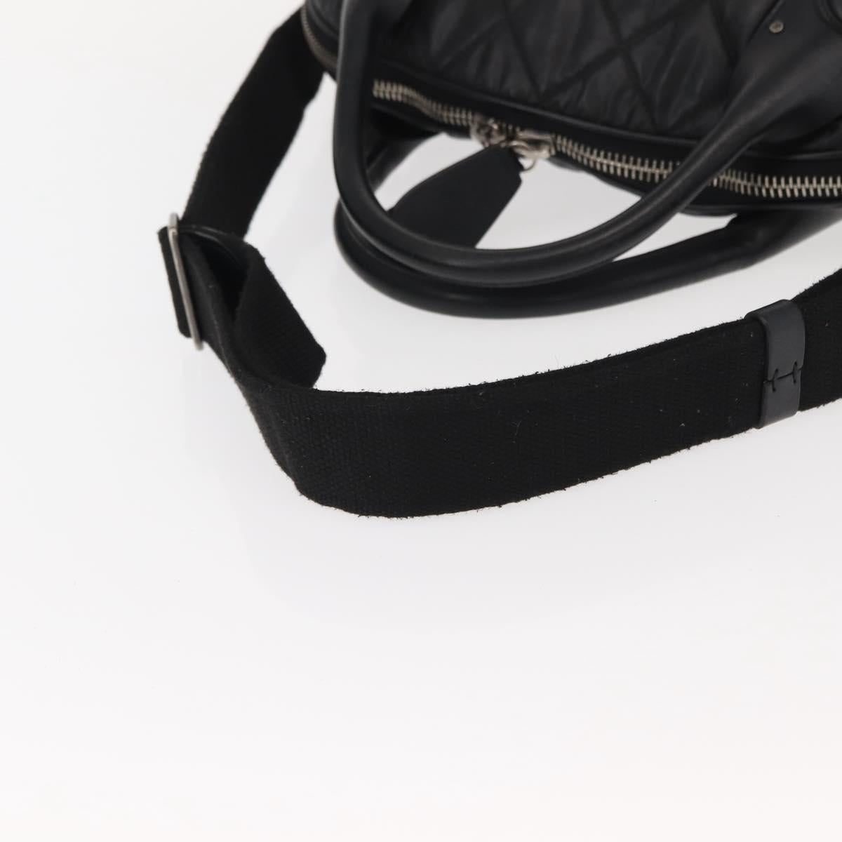CHANEL Matelasse Hand Bag Nylon 2way Black Silver CC Auth 147417