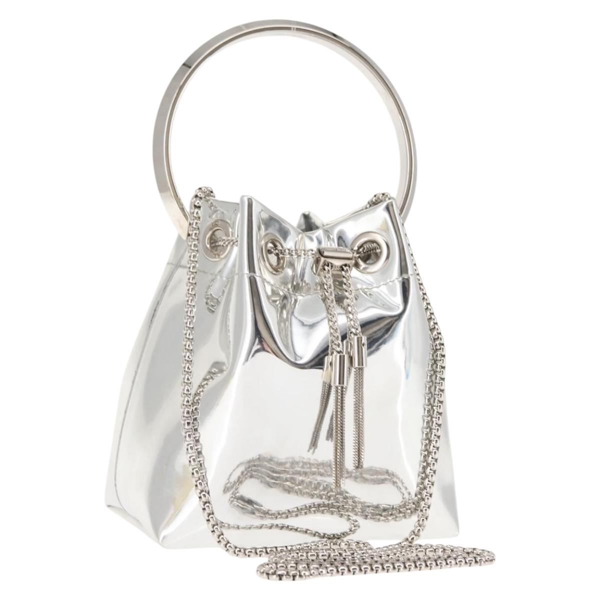 Jimmy Choo Hand Bag Enamel 2way Silver Auth 147418