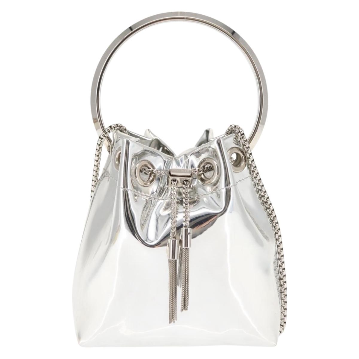 Jimmy Choo Hand Bag Enamel 2way Silver Auth 147418