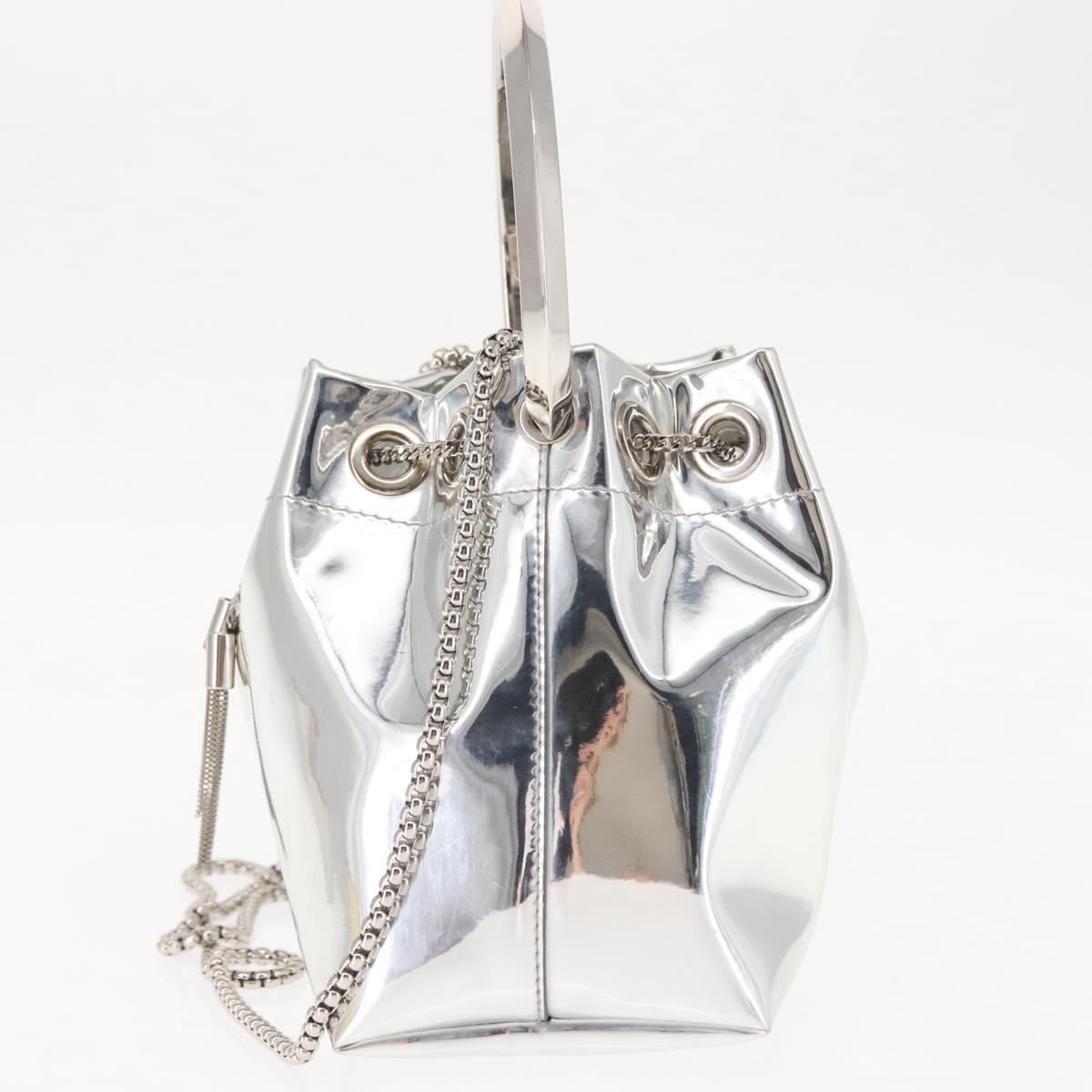 Jimmy Choo Hand Bag Enamel 2way Silver Auth 147418