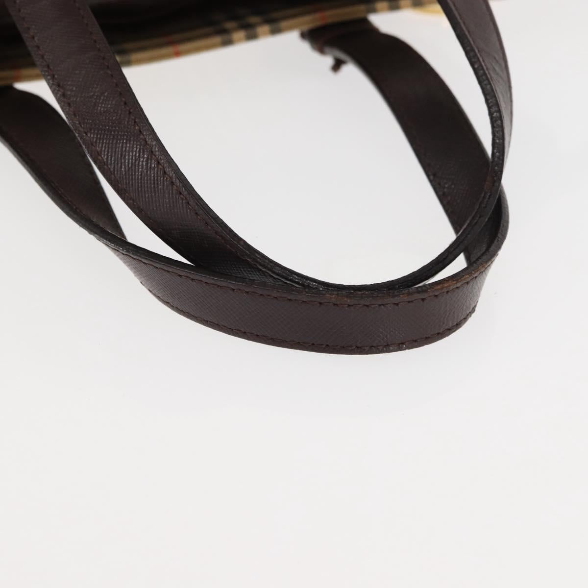 BURBERRY Nova Check Tote Bag Canvas Beige Gold Auth 147419