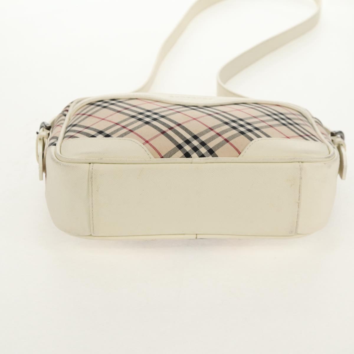 BURBERRY Nova Check Shoulder Bag Canvas Beige White Auth 147476