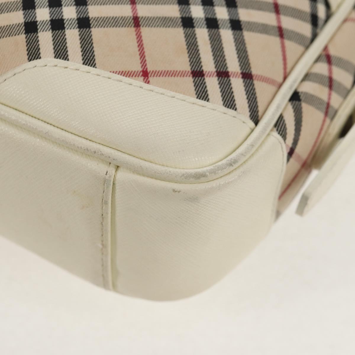 BURBERRY Nova Check Shoulder Bag Canvas Beige White Auth 147476