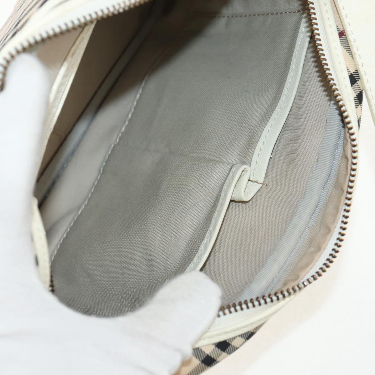 BURBERRY Nova Check Shoulder Bag Canvas Beige White Auth 147476