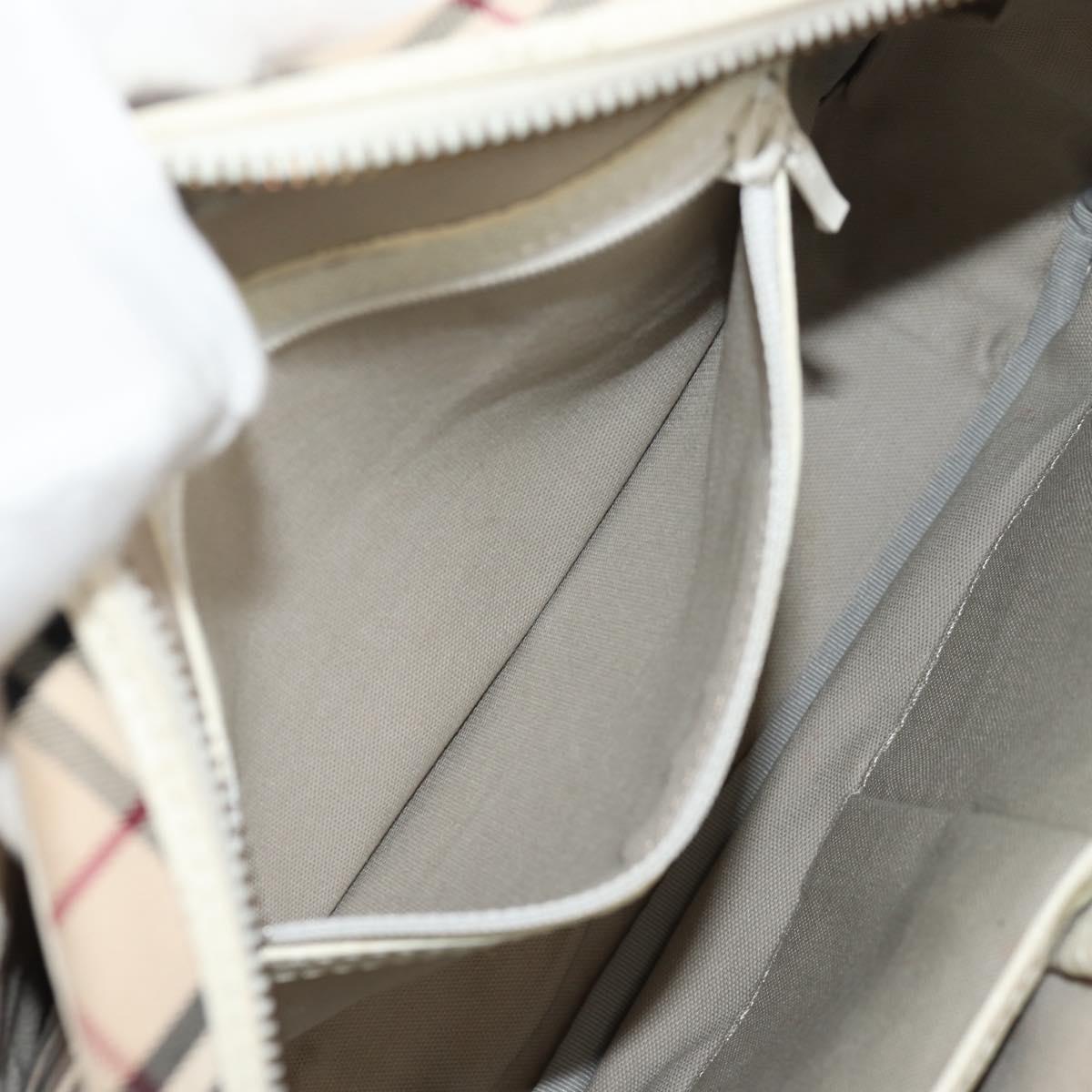 BURBERRY Nova Check Shoulder Bag Canvas Beige White Auth 147476