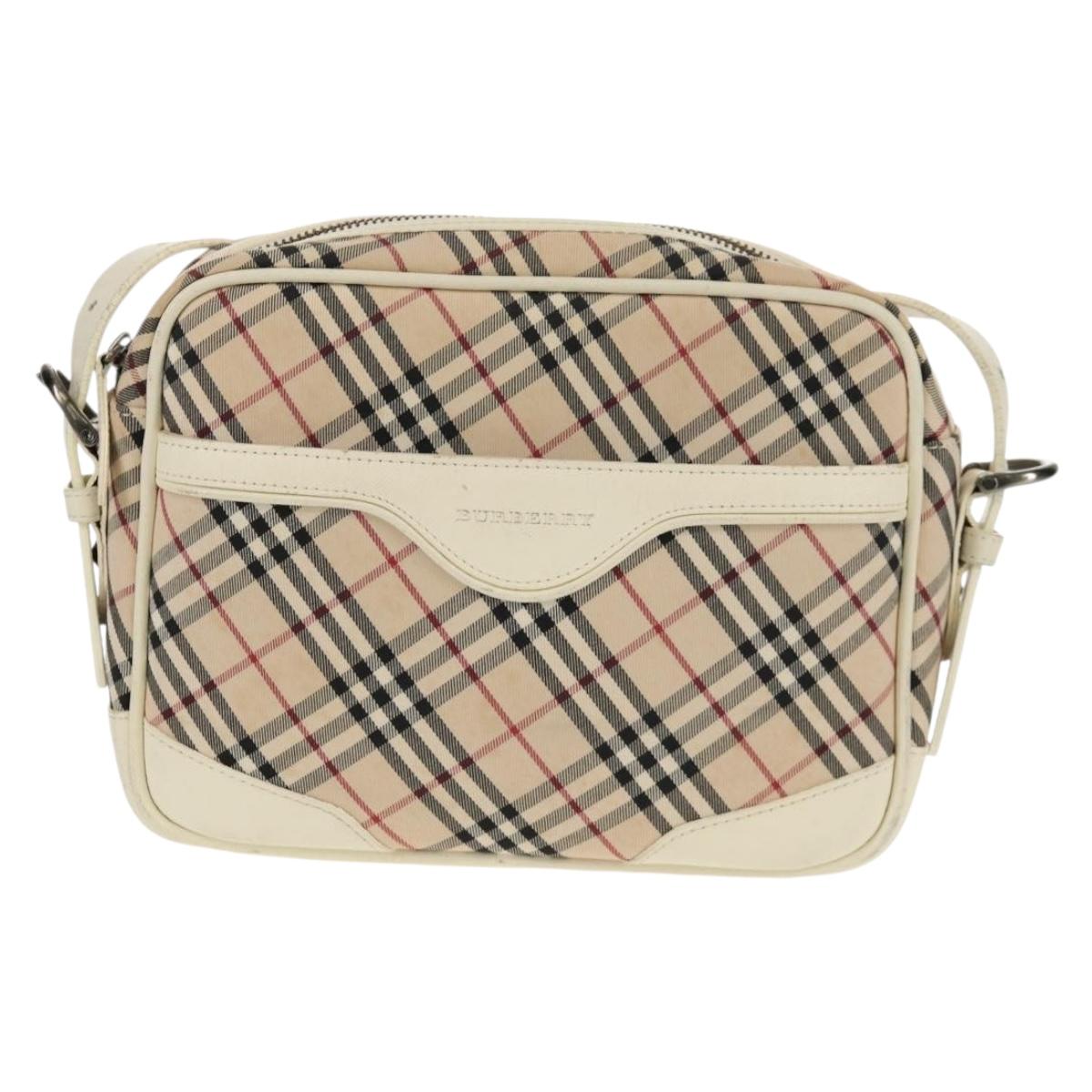 BURBERRY Nova Check Shoulder Bag Canvas Beige White Auth 147476