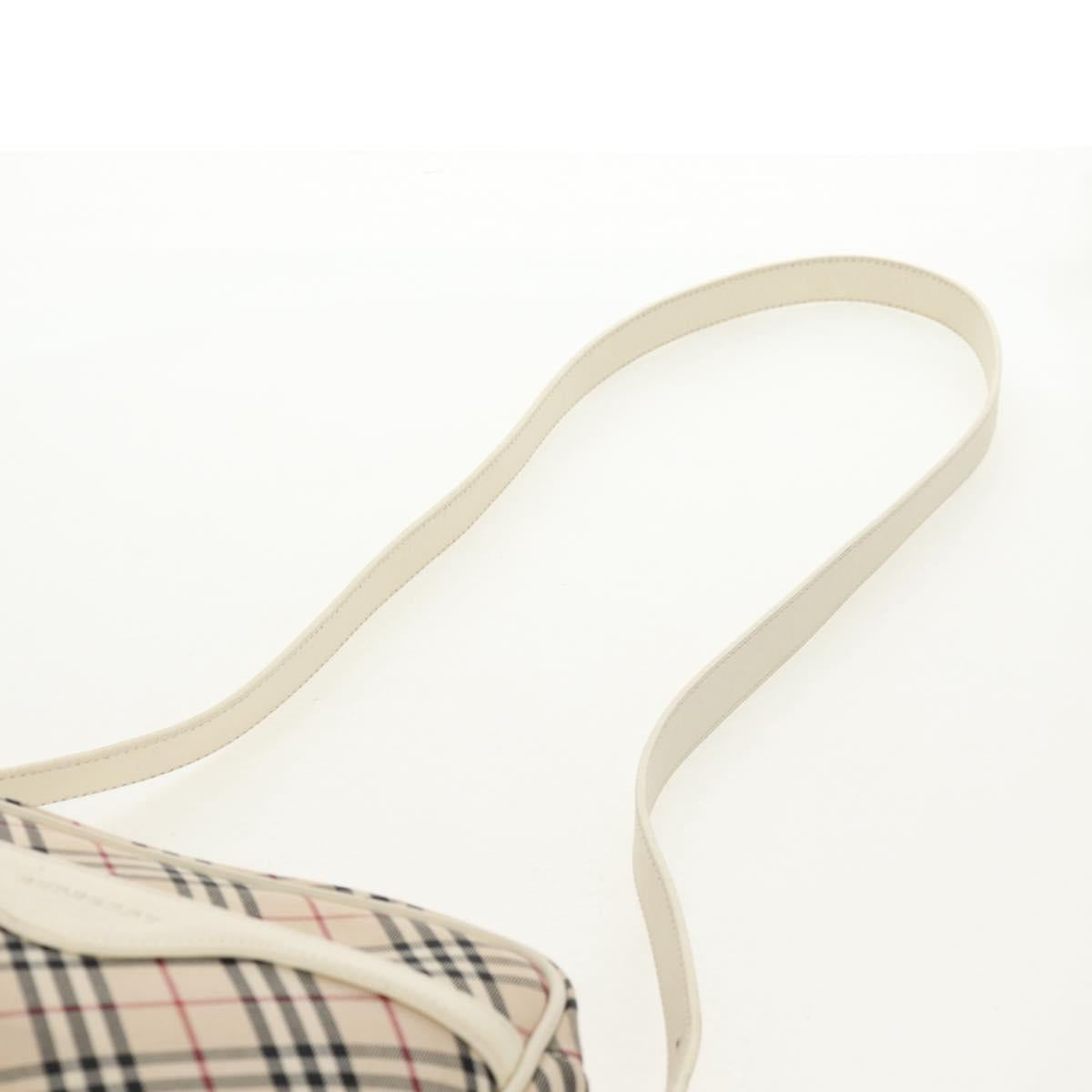 BURBERRY Nova Check Shoulder Bag Canvas Beige White Auth 147476