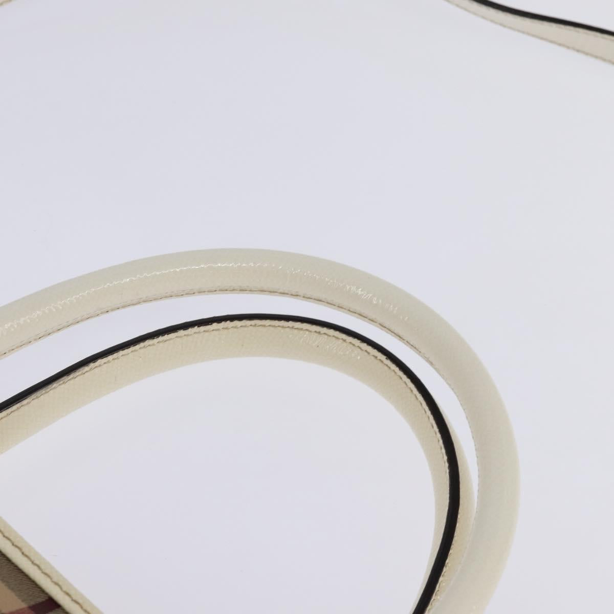 BURBERRY Nova Check Tote Bag PVC Leather 2way Beige Gold Auth 147477