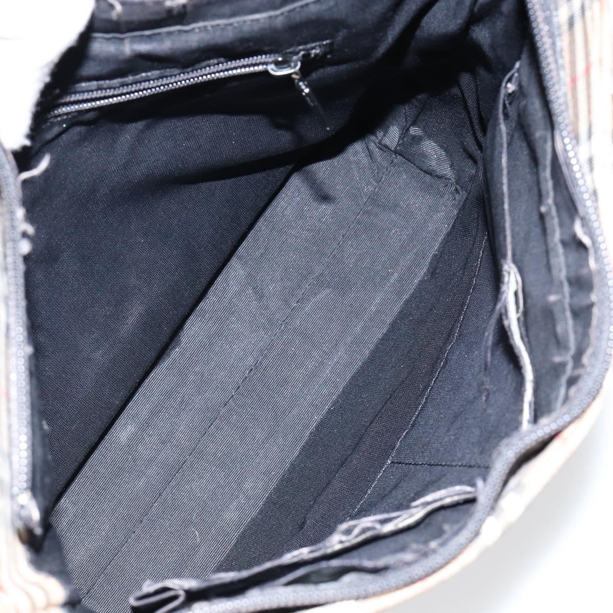 BURBERRY Nova Check Tote Bag Canvas Beige Gold Auth 147478