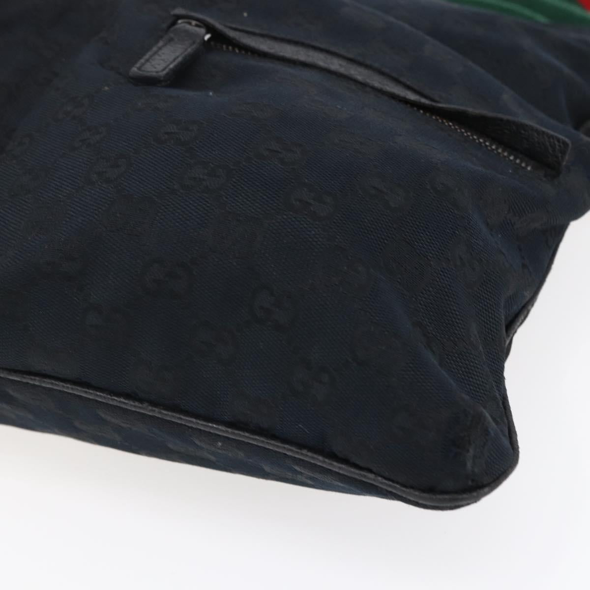 GUCCI GG Canvas Web Sherry Line Shoulder Bag Black Silver 169937 Auth 147480