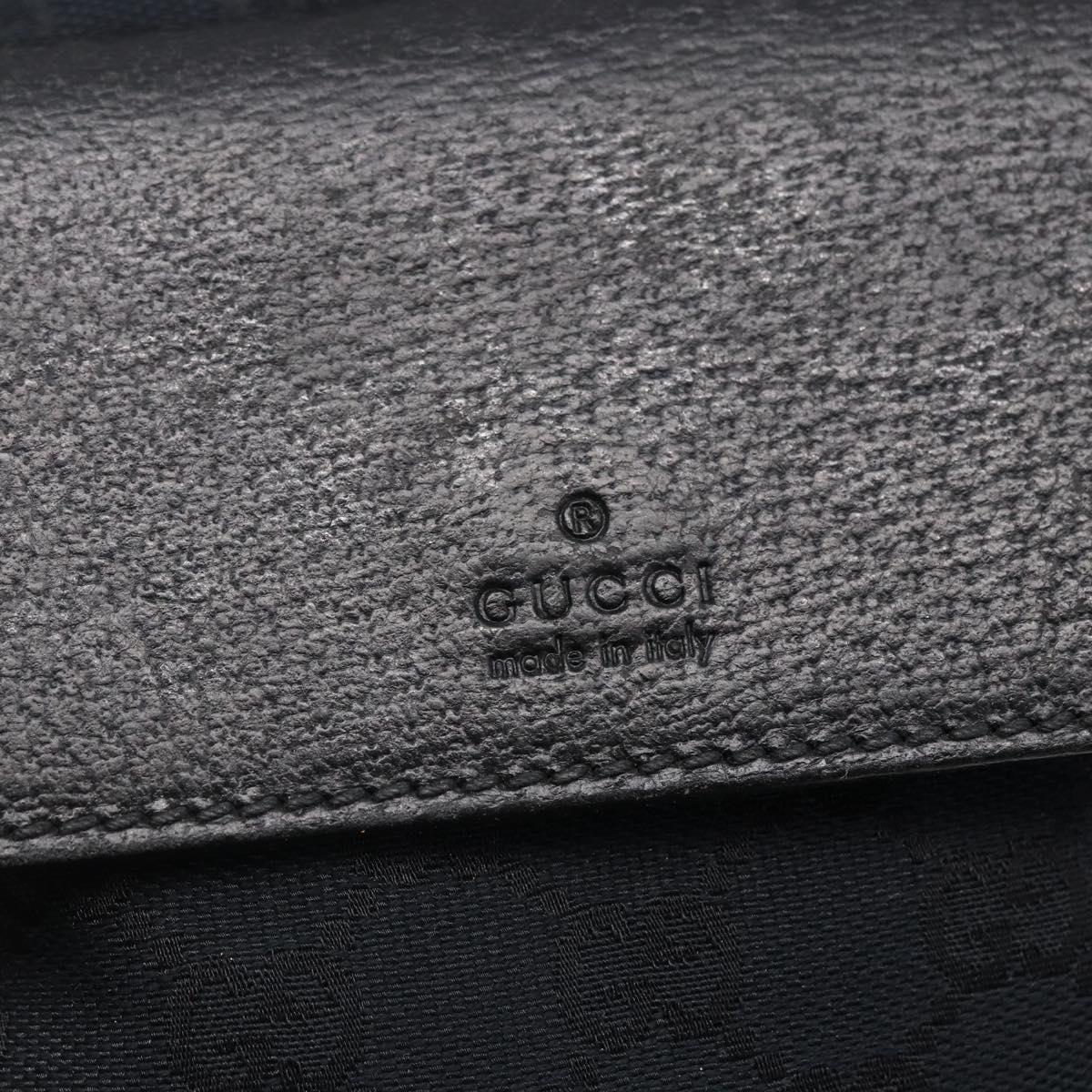 GUCCI GG Canvas Web Sherry Line Shoulder Bag Black Silver 169937 Auth 147480