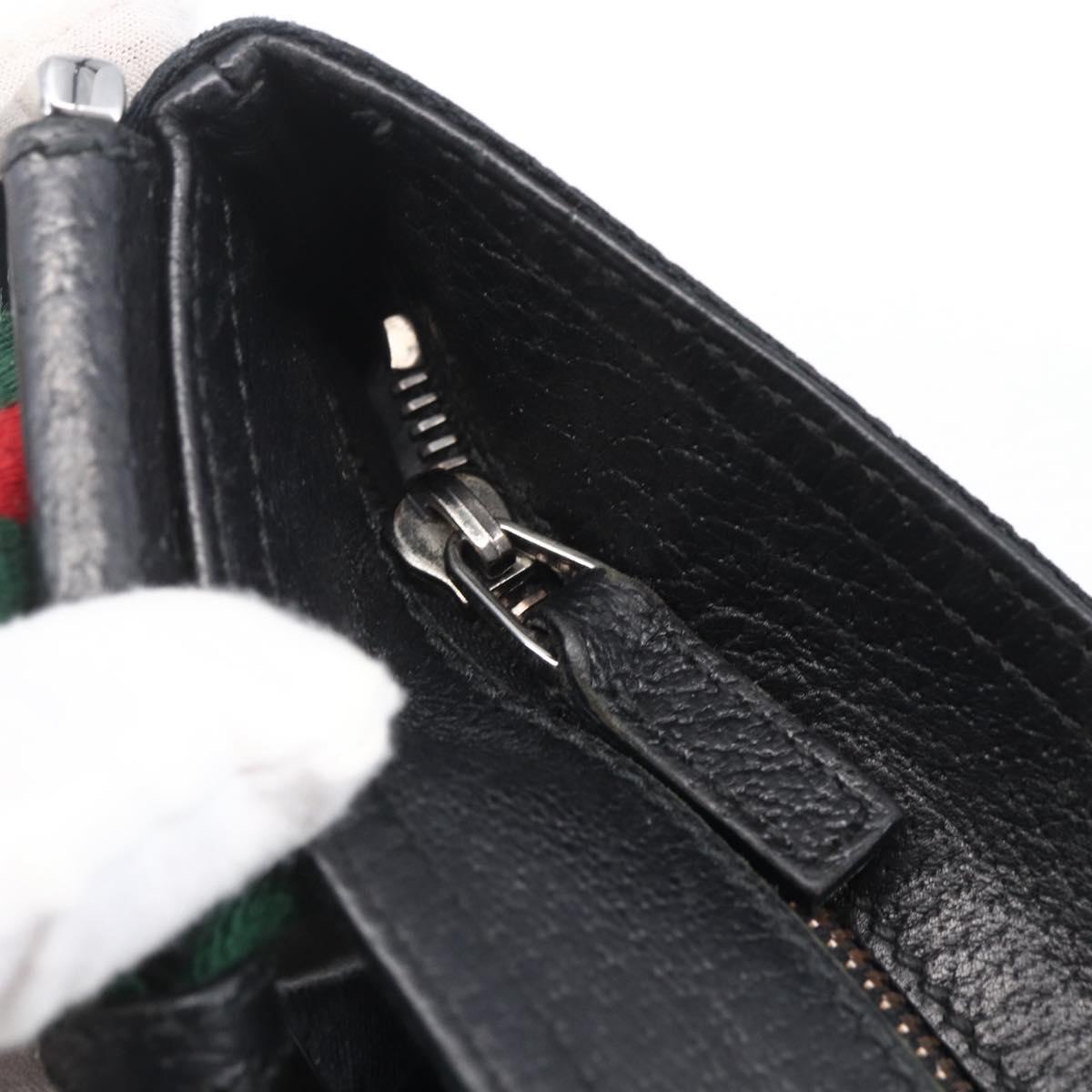 GUCCI GG Canvas Web Sherry Line Shoulder Bag Black Silver 169937 Auth 147480