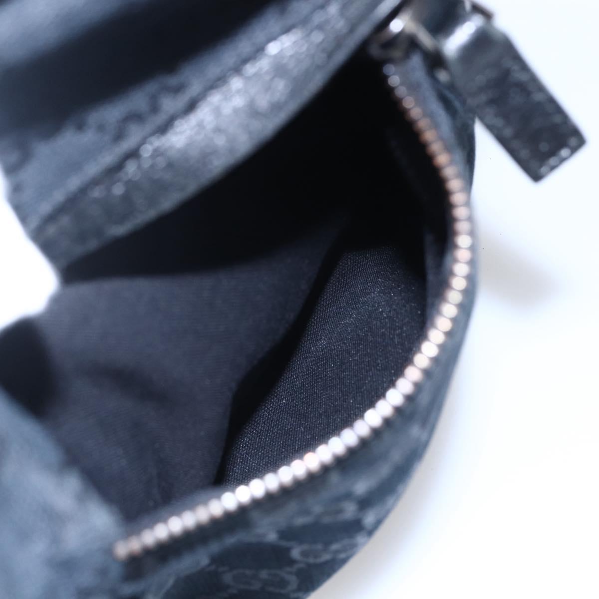 GUCCI GG Canvas Web Sherry Line Shoulder Bag Black Silver 169937 Auth 147480