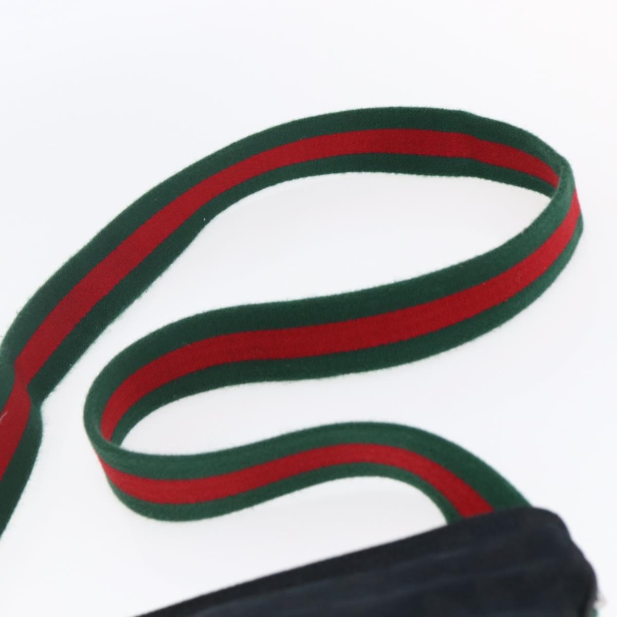 GUCCI GG Canvas Web Sherry Line Shoulder Bag Black Silver 169937 Auth 147480