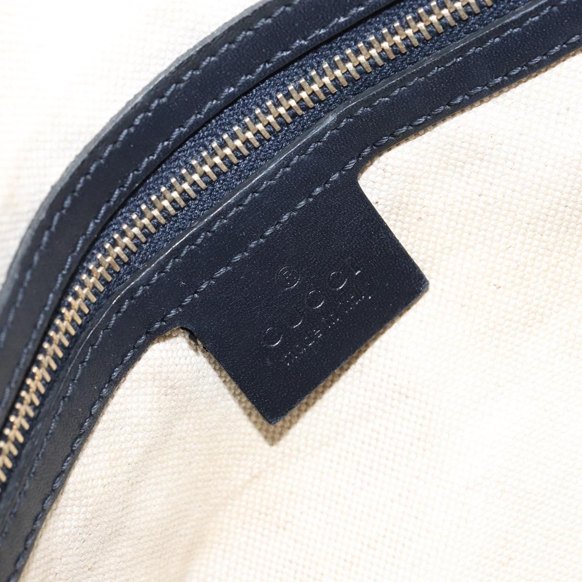 GUCCI GG Canvas Sherry Line Boston Bag 2way Navy Gold 247205 Auth 147483
